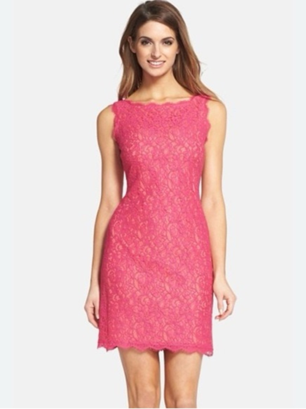 Adrianna Papell Pink Lace Shift Dress